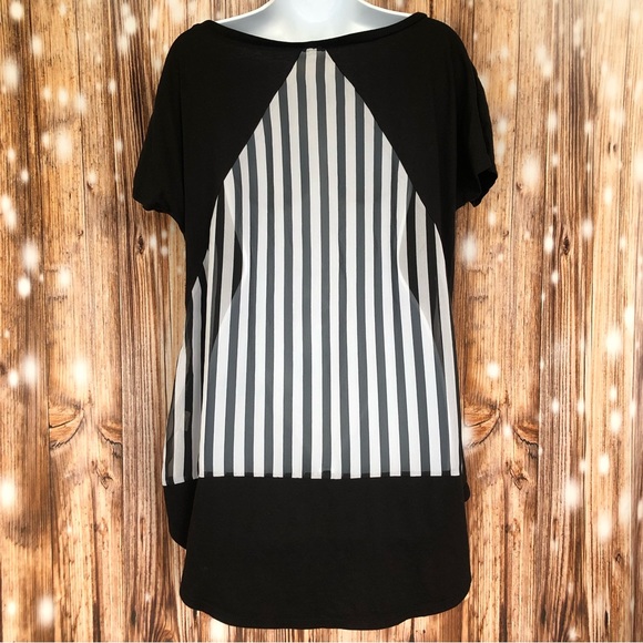 Lyric Culture Hi-Lo Sheer Striped Back Blondie Graphic Band Tee - Picture 10 of 10